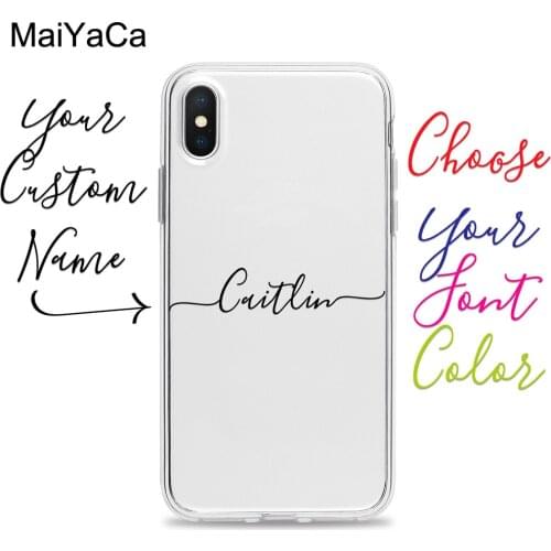 Clear Phone Case with Custom Name or Text for iPhone 11 12 Pro Max mini XS XR X 8 Plus 7 SE 2020 6S Transparent See Through