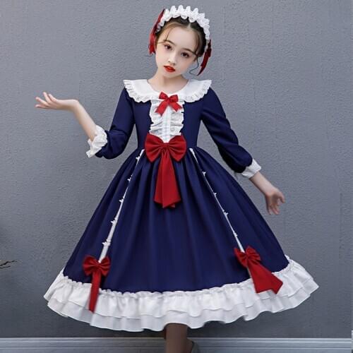 Teens Christmas Dress Girl Lace Ruched Fluffy Girls Winter Dress spring Kids Dresses For Girls Lolita Kids Clothes Girl dress