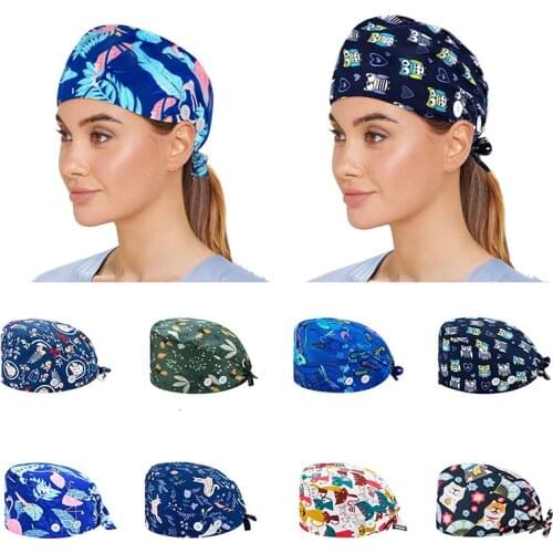 Solid Color Medical Scrub Hat Hospital Doctor Work Caps Health Worker Scrub Cap Pet clinic nurse Beautician nursing scrubs hat
