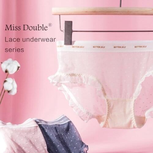 Miss Double Womens panties Sexy Lace pink Intimate lingerie Cotton Breathable Soft briefs Female underwear Low Rise Seamless