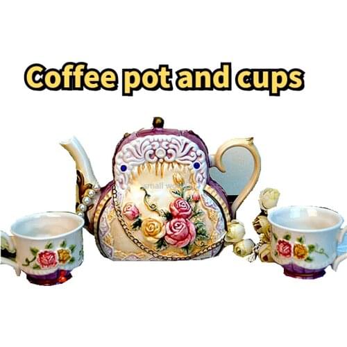 Victorian rose teapot set country embossed tea set english tea coffee lover tea set porcelain turkish coffee set cups cafe moulu