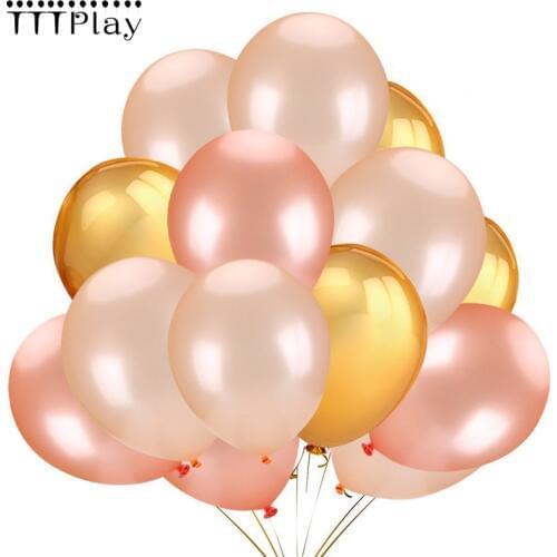 Rose Gold Balloons 10pcs/lot 12inch 3.2g Champagne Gold Latex Helium Balloon Wedding Happy Birthday Party Decoration Air Balloon