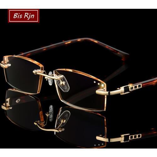 Top quality diamond Trimming Reading glasses Royal Deluxe Anti-blue light glasses men women Gradient Rimless Presbyopic z0-2