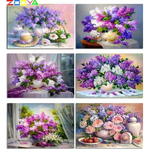 ZOOYA 5D DIY Diamond Embroidery Lilac Diamond Mosaic Flowers Rhinestones Picture Diamond Mosaic Lilac for Home Decor Kits R1208
