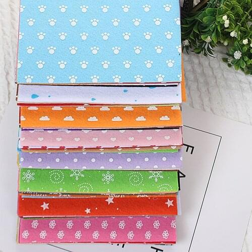 Print Polka Dot Polyester Felt Fabric Cloth DIY Teramila Sewing Home Decor Material Thickness 1mm Mix 10Colors 15cmx15cm/piece