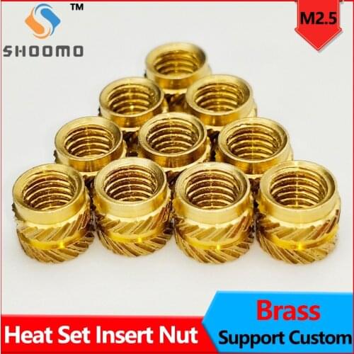 100Pcs M2.5 Thread Knurled Brass Embedment Nuts Heat Set Insert IUB IUC for Printing 3D Printer Accessories Parts Support Custom