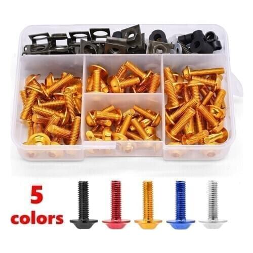 175PCS Motorcycle Fairing Bolts Screw Aluminum Bodywork Screws Nut Kit For Yamaha YZF R120 R1 R3 R25 R6 600R FZR 600 MT07 MT09