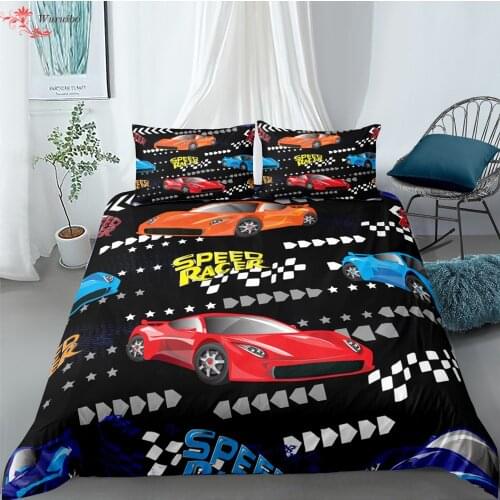 2/3pcs Cartoon Car Pattern Bedding Sets High Quality Child Duvet Cover Soft Comforter Twin Single Full Queen King Size Bed Quilt