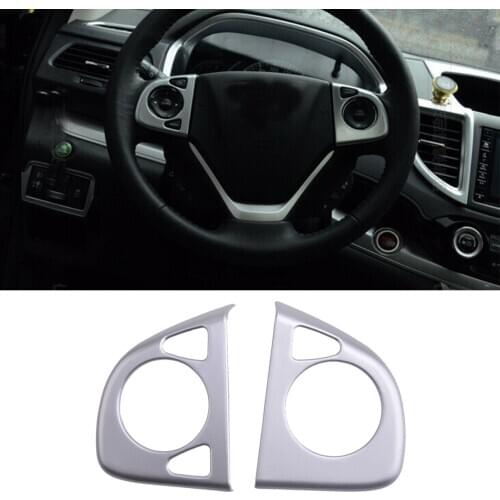 2Pcs Chrome High Configuration Steering Wheel Cover Trim Frame Decoration ABS Fit for Honda CRV 2012 2013 2014 2015 2016