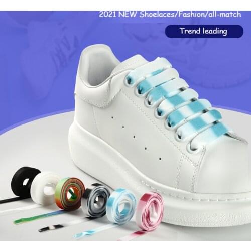2021 New Rainbow Shoelace Fashion Gradient Shoelaces Flat Colorful Shoe laces for Casual Sneakers Laces Shoes 1.2CM Width