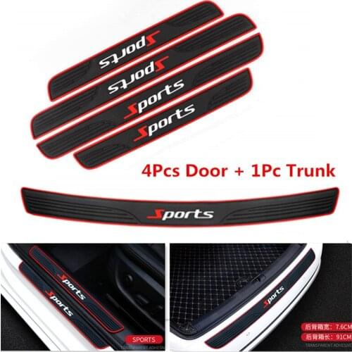 4PCS Rubber Car Door Scuff Sill Cover Panel Step Protector Bumper Corner Protector W/Rear Rubber Bumper Sport Style