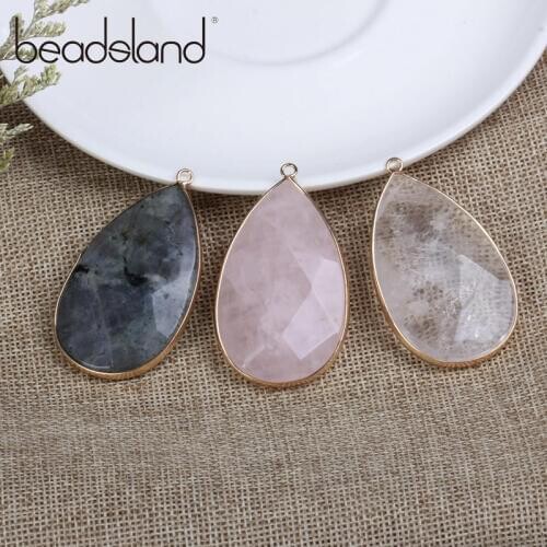 Beadsland Natural Stone Waterdrop Shapped Pendant DIY Necklace Fashion Elegent Design Women Girl Gift 38794 50*30mm