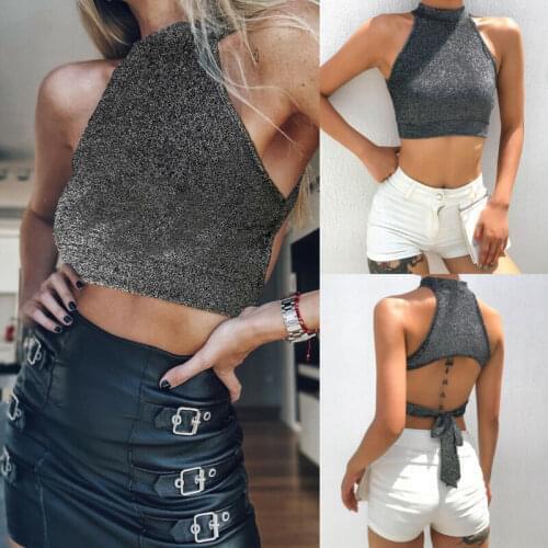 New Fashion Sexy Womens Tops Hang Neck Bralette Bra Bustier Crop Top Cami Tank Sleeveless Open Back Vest Blouse