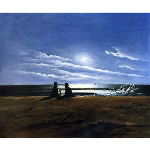 Decorative Oil Painting for Living Room Wall Decoration Landscape Art Painting Moonlight by Winslow Homer Handpainted