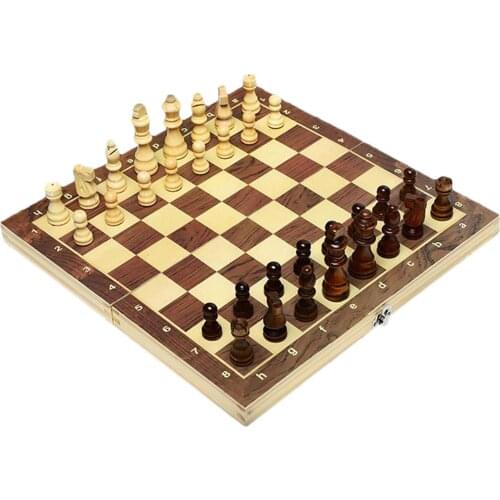 Wood Magnetic Chess Board Set Individual Slot Storage Box Chess Pieces