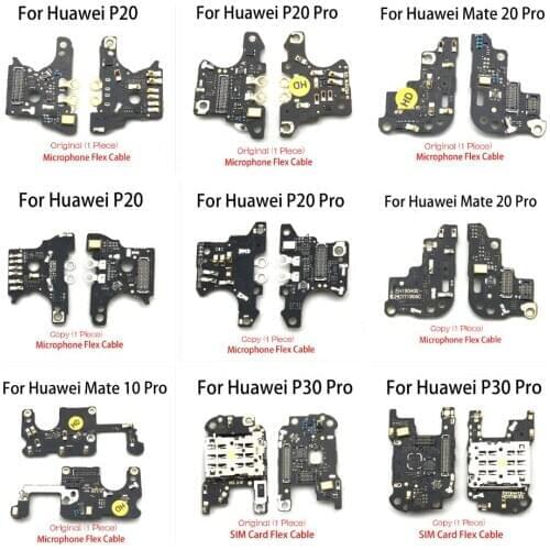 SiM Card Reader Holder Connector Slot Flex Cable With Mic Microphone Flex Cable For Huawei Mate 10 20 P20 P30 Pro