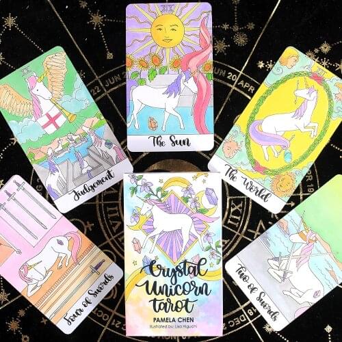 Crystal Unicorn Tarot Cards with PDF Instructions 2021 New Divination Fate Oraclee Tarot Deck Board Game 78 Cards Beginners