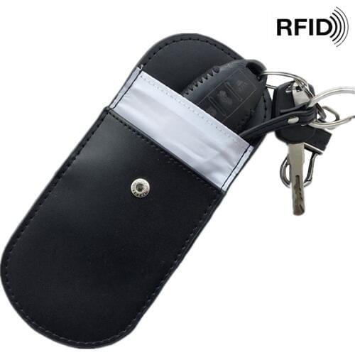 Faraday Car Key RFID Signal Blocker Bags Pull Ring Card Storage Bag FOB Signal Shielding Pouch for Privacy Protection BAG1013