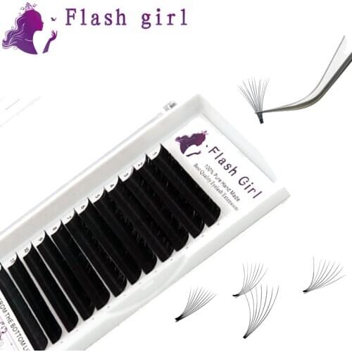 Flash girl Blooming Eyelash Extension 0.07D 8mm-13mm long Eyelashes Auto Fan Private Label Custom Package Box Auto Flowering