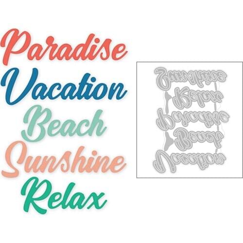 2020 Hot New Word Letter paiadiseVacation Beach Sunshine Metal Cutting Dies Foil and Scrapbooking For Card Making Cut no stamps