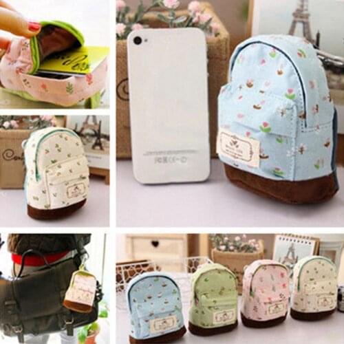 Canvas bag flower pattern clean and convenient to touch comfortable zipper closure Canvas backpack flower wallet shopping wallet