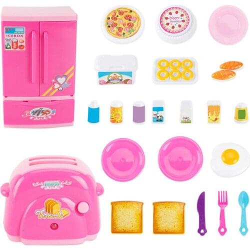 Kitchen Toys Mini Simulation Refrigerator Toaster Children Kids Educational Role Play Toy Set Christmas gift Educational toys