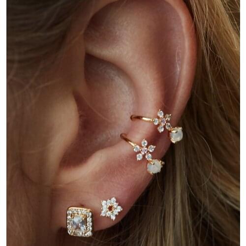 1 piece cz cluster design cute daisy flower no piercing clip on earring ear cuffs women fashion jewelry