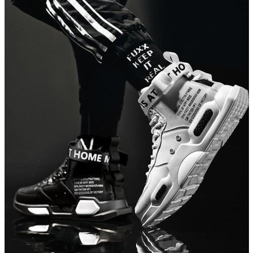 Mens High Top Fashion Leather Sneakers Trend Hot Sale Comfortable Man Casual Shoes Outdoor Non-slip Breathable Men Shoes