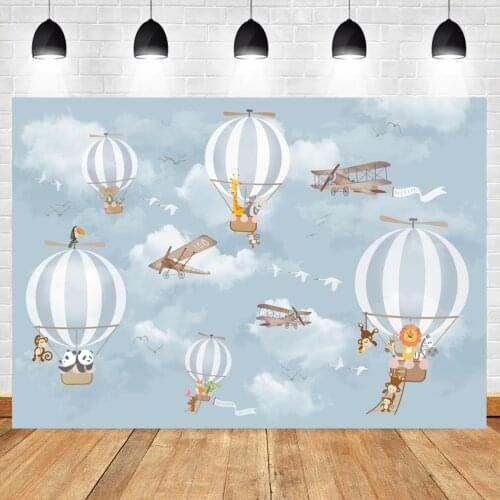 Laeacco Pink Hot Air Balloons Backdrop For Photography Birthday Party Child Baby Shower Photo Background Photocall Photo Studio
