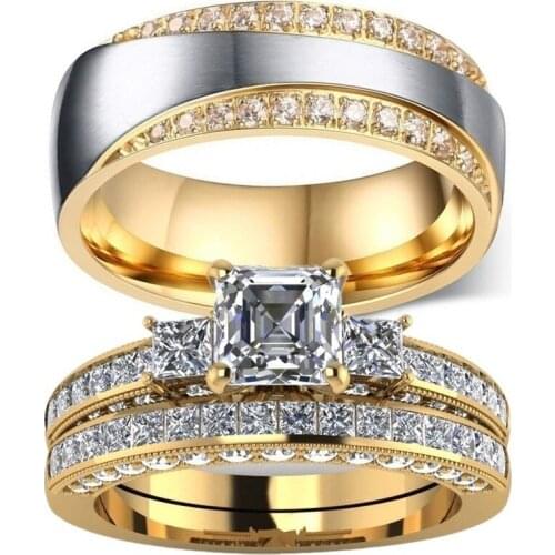Fashion Zircon Ring Stainless Steel Crystal Ring Wedding Ring For Women Gold Color Lovers Jewelry Good Quality