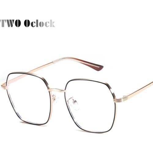 TWO Oclock 2021 Fashion Square Metal Glasses Myopia Prescription Optical Frame Blue Light Glasses Computer Gaming Eyeglasses