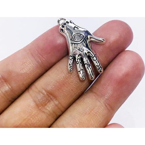 4pcs/Lot 20x31mm Fashion Palm Eyes Charms Tibetan Silver Color Pendant Fit For Earring Bracelet Jewelry Making Accessories Craft