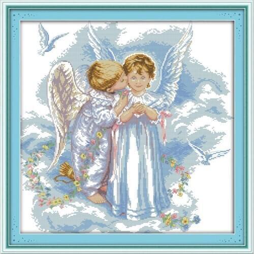 Whisper of Angels Home Decor Counted Cross Stitch Kits DMC 14CT Character Pattern Printed Canvas Cross Stitch Embroiderery Kits