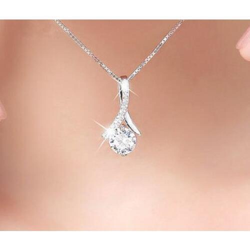 New Fashion Silver Plated Elegant Sweater Pandent Shiny Pendant Choker Necklace Pendant Women Long Chain Necklace Jewelry