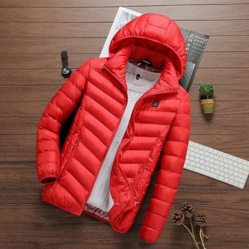 NEW Winter Lovers with Solid Color in the Warm Hooded Jacket USB Charging Smart Heating Outdoor Down Cotton Pad Charging