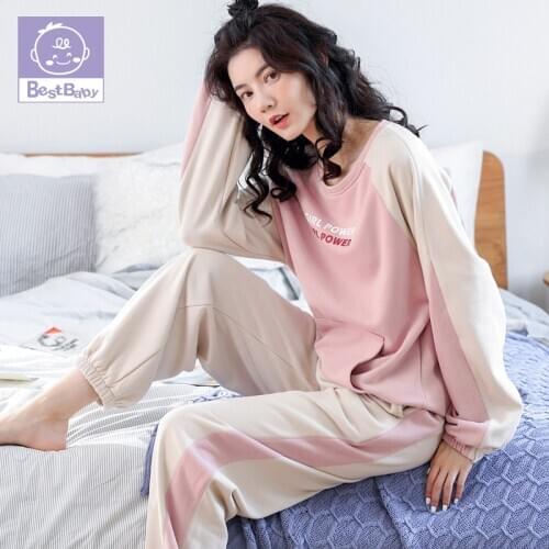 100% cotton Pajamas Set Women Long Sleeve Cartoon Graphic Autumn And Winter Home Wear Set Kawaii Pajama Sleepwear Plus Size