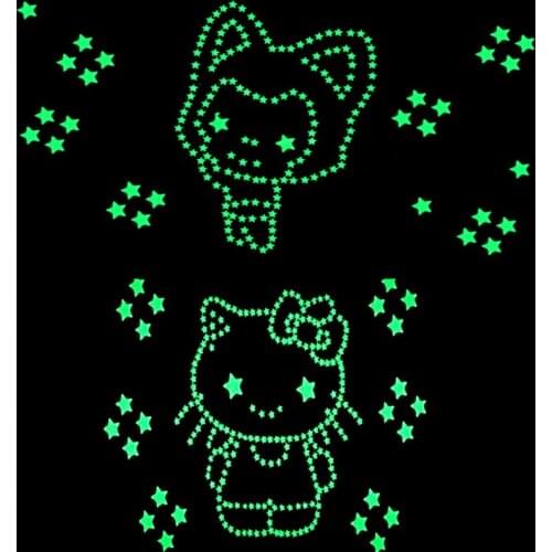 Size 3cm 6.5cm 9cm 11cm Colorful Fluorescent Wall Sticker Luminous Stars Moons butterfly Romantic Night Light Wall Decoration