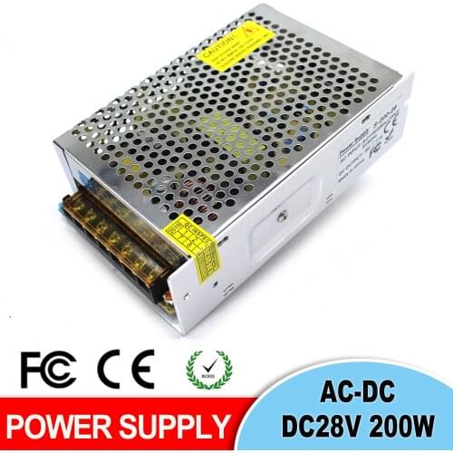 Regulated Switching power supply DC28V 7.1A 200W Driver Adapter Transformer 110V 220V AC-DC 28V SMPS For CNC Machine LED CCTV