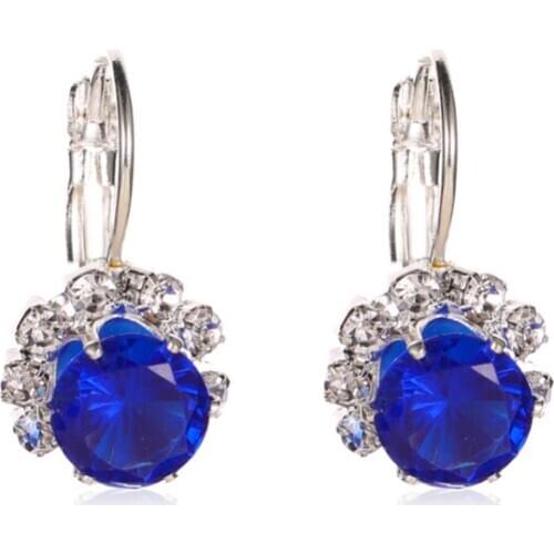 Luxury Purple Red White Blue Black Bling Starry Zircon Sunflower Sleeper Alloy Drop Earrings Dangle Earrings For Women