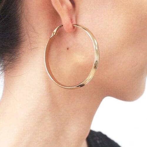 Metal Circle 50mm Diameter Hoop Earrings For Women New Punk Fashion Statement Big Earrings Pendientes Jewelry UKMOC