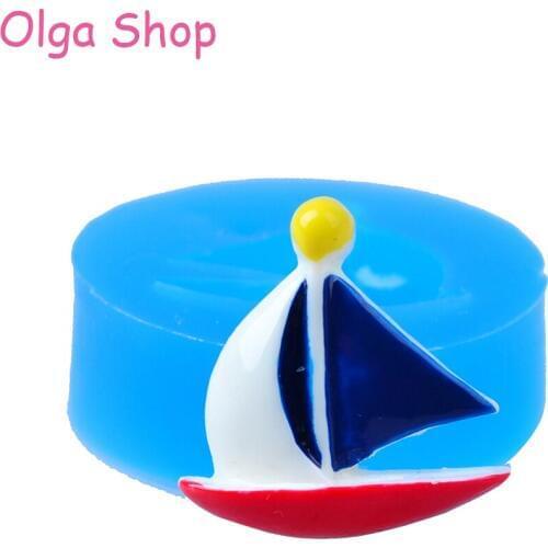FYL156 Sailing Boat Silicone Mold 27mm - Polymer Clay Miniature Food Sugarcraft Molds, Charms Mold Bakery Mold Food Safe