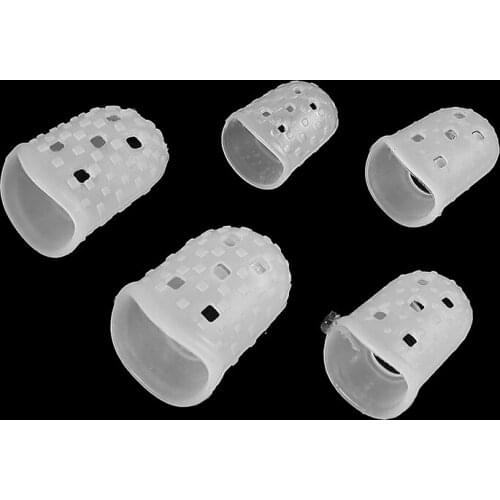 5pcs XXS/XS/S/M/L Size Transparent Silicone Fingertip Protectors Guitar Bass Finger Guards Sleeves For Ukulele Guitar