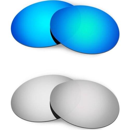 HKUCO For Romeo 1.0 Sunglasses Replacement Polarized Lenses 2 Pairs - Blue & Silver