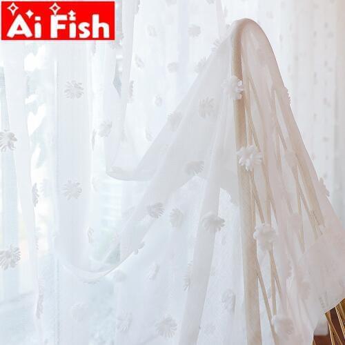 Modern Simple Stereoscopic White Embroidered Spot Creative Design Curtains Screen Tulle For Living Room Balcony Drapes MY282#40