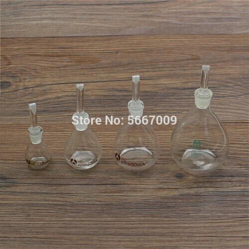 1pc Lab 5ml 10ml 20ml 25ml 50ml 100ml Glass pycnometer ball-shape gravity bottle picknometer Laboratory equipment Glassware