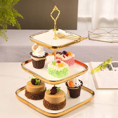 Fruit plate creativity modern fruit plate cake stand Dessert table display rack three layer cake rack porcelain dessert plate