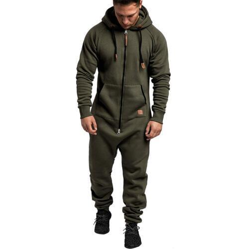 QNPQYX streetwear strange Mens sets Jumpsuit One-piece Pajama Playsuit Zipper Hooded Jumpsuit Streetwear Overalls hip hop sets