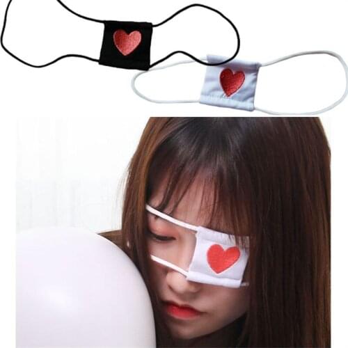 Japan Anime Cosplay Heart Embroidery Blindfold Single Eye Mask Cosplay Prop Accessories Halloween Dress Up Cosplay Decor Prop