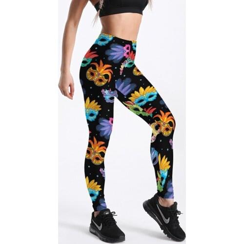 Fitness Leggings Women Workout Push Up Legging Fashion Digital Print Colorful Masks Funny Cute Jeggings Pants