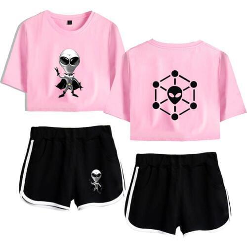 2019 New t shirt women Sets Fashion Summer cotton short sleeve Sporting Suit ET Alien T-shirt +shorts woens 2 Pieces Sets